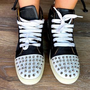 CHRISTIAN LOUBOUTIN SPIKE SNEAKER BLACK & WHITE 36